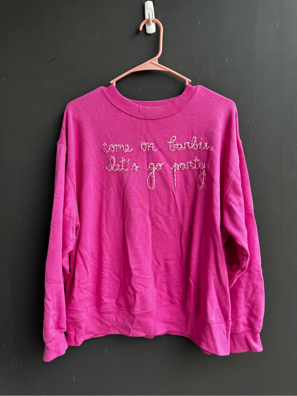 Hot Pink GAP Barbie sweatshirt 'come on Barbie, let's go party'